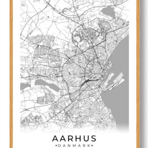 Aarhus by plakat - hvid