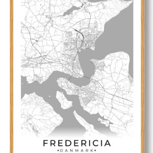 Fredericia by plakat - hvid