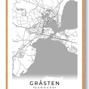 Gråsten by plakat - hvid