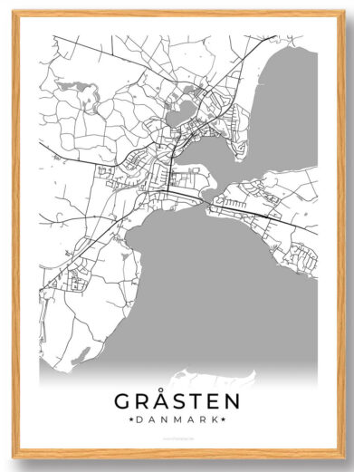 Gråsten by plakat - hvid