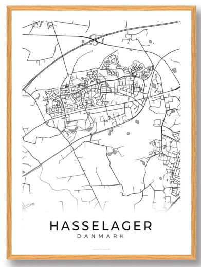 Hasselager by plakat - hvid