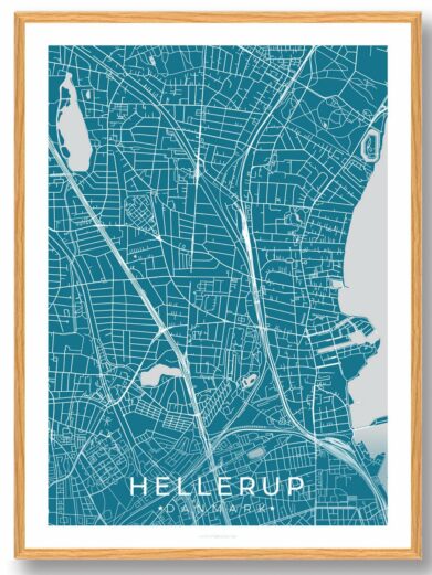 Hellerup by plakat - blå