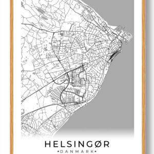 Helsingør by plakat - hvid