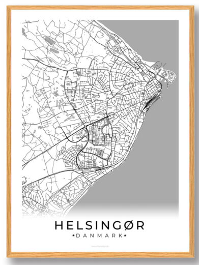 Helsingør by plakat - hvid