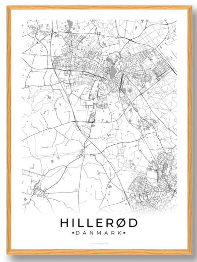 Hillerød by plakat - hvid