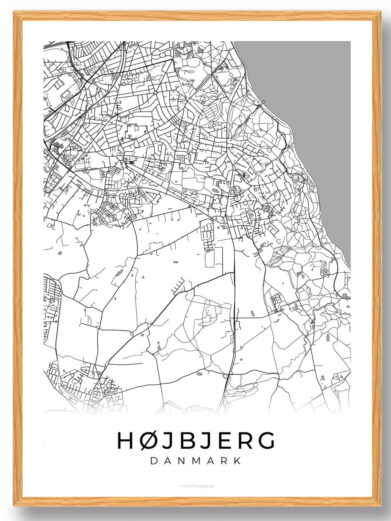 Højbjerg by plakat - hvid