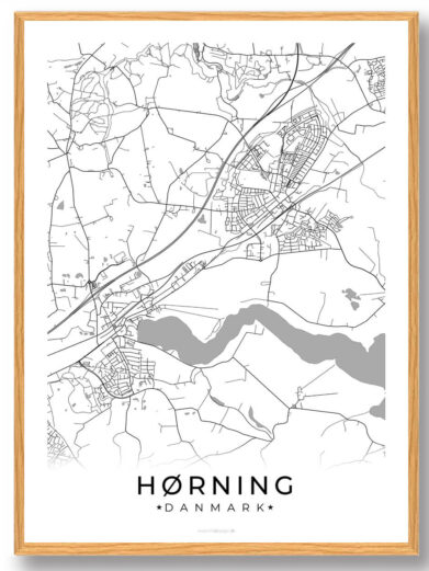 Hørning by plakat - hvid