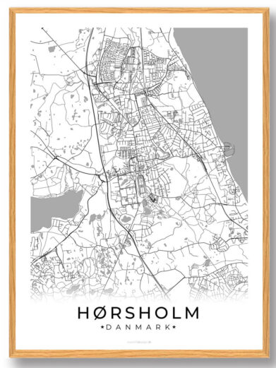 Hørsholm by plakat - hvid