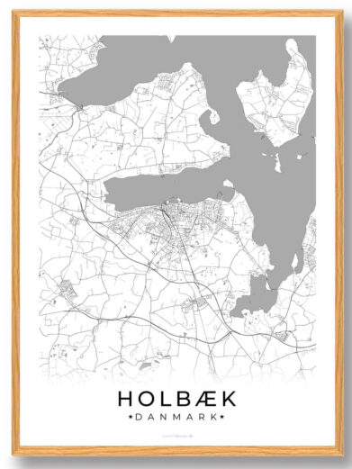 Holbæk by plakat - hvid