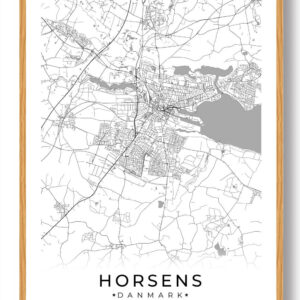 Horsens by plakat - hvid