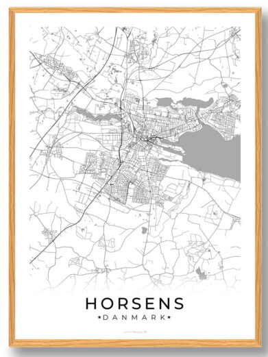 Horsens by plakat - hvid