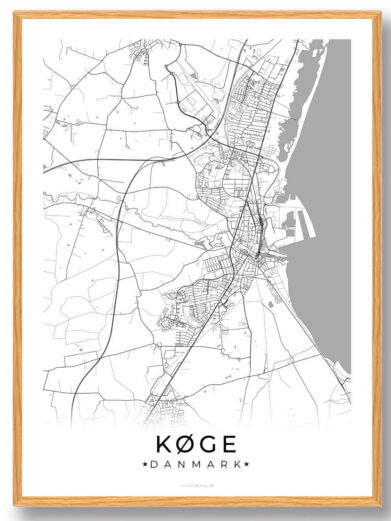 Køge by plakat - hvid