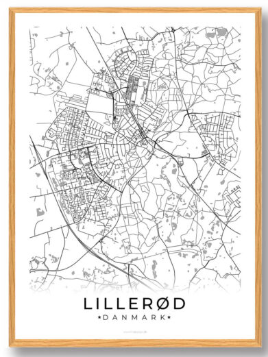 Lillerød by plakat - hvid