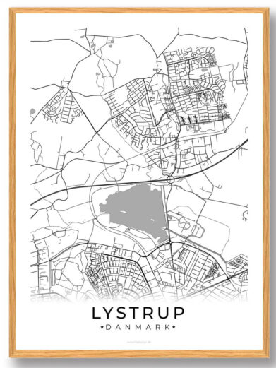 Lystrup by plakat - hvid