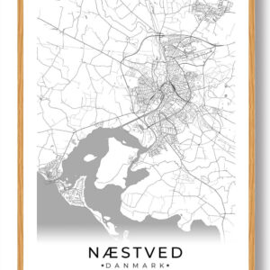 Næstved by plakat - hvid