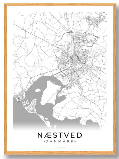 Næstved by plakat - hvid