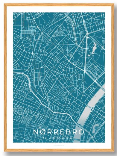 Nørrebro by plakat - blå