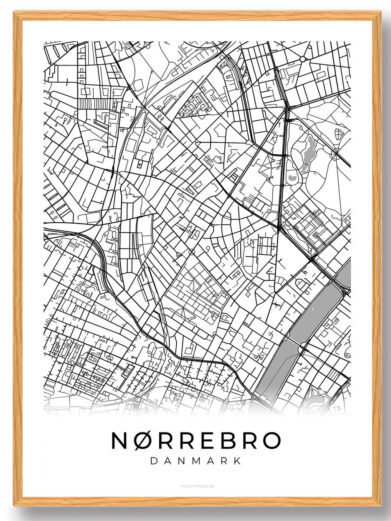 Nørrebro by plakat - hvid