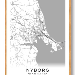 Nyborg by plakat - hvid