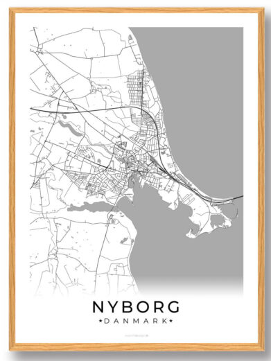 Nyborg by plakat - hvid