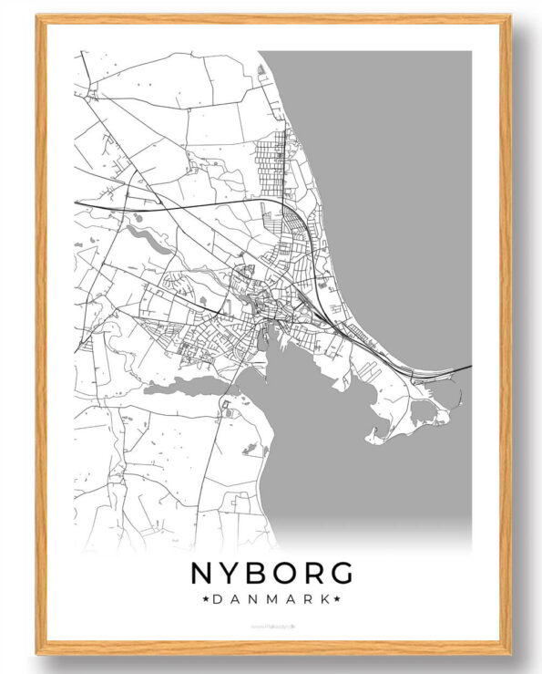 Nyborg by plakat - hvid