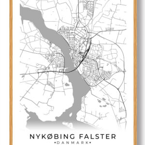 Nykøbing Falster by plakat - hvid