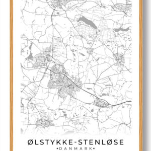 Ølstykke-Stenløse by plakat - hvid