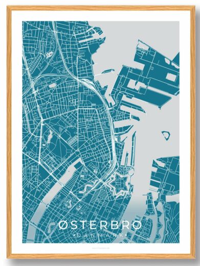 Østerbro by plakat - blå