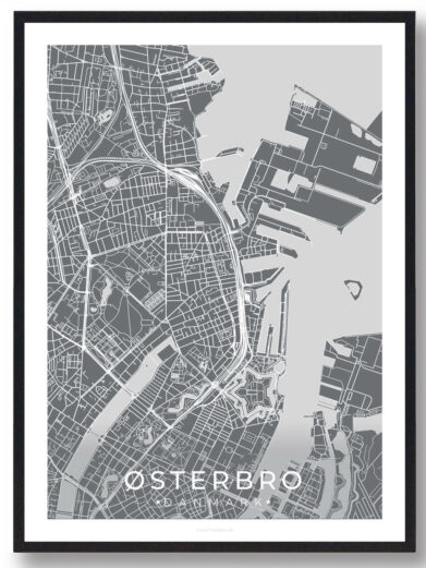 Østerbro by plakat - grå