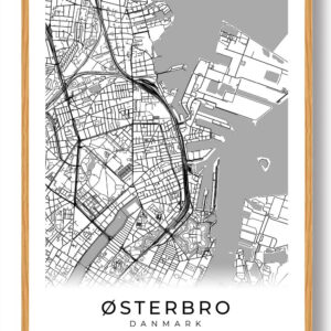 Østerbro by plakat - hvid