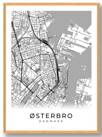 Østerbro by plakat - hvid