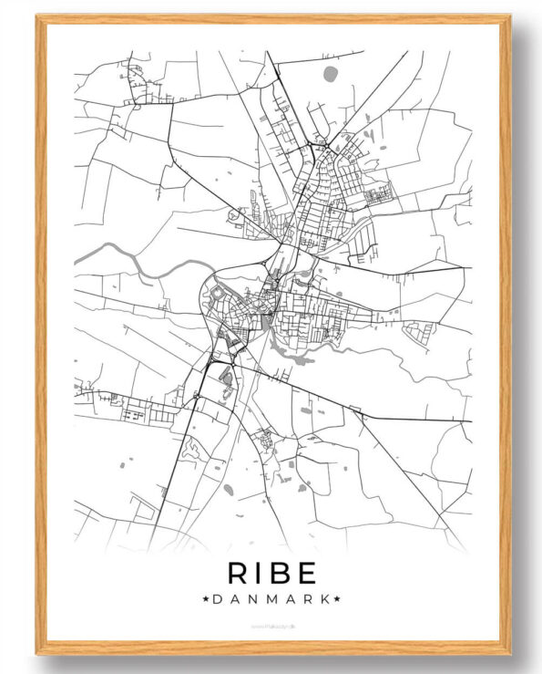 Ribe by plakat - hvid