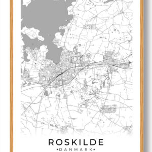 Roskilde by plakat - hvid
