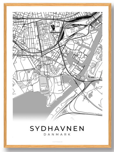 Sydhavnen by plakat - hvid
