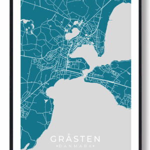 Gråsten by plakat - blå