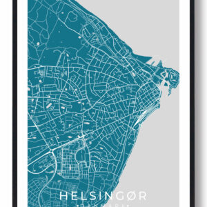 Helsingør by plakat - blå