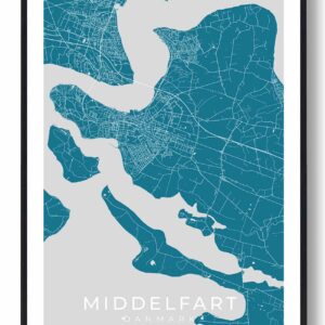 Middelfart by plakat - blå