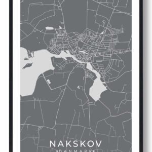 Nakskov by plakat - grå