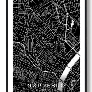 Nørrebro by plakat - sort