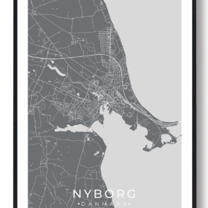 Nyborg by plakat - grå