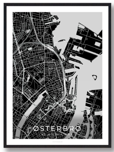 Østerbro by plakat - sort