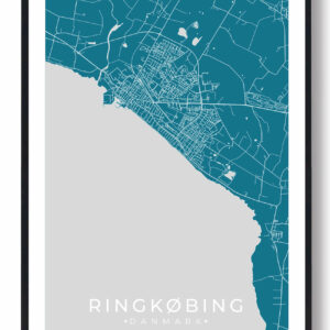 Ringkøbing by plakat - blå