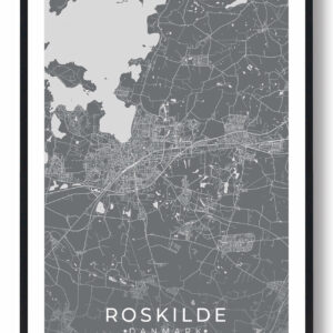 Roskilde by plakat - grå