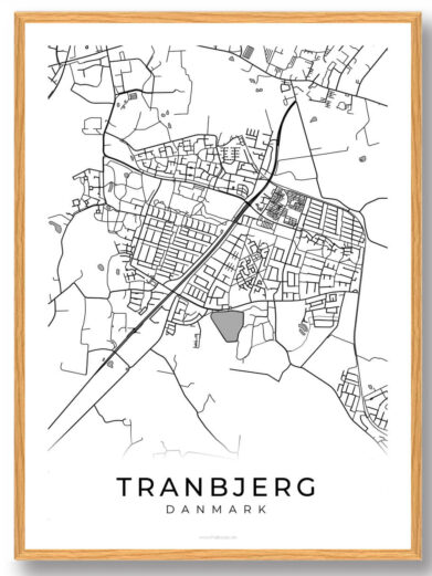 Tranbjerg by plakat - hvid