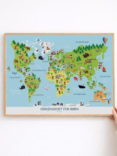 Verdenskort for børn - plakat