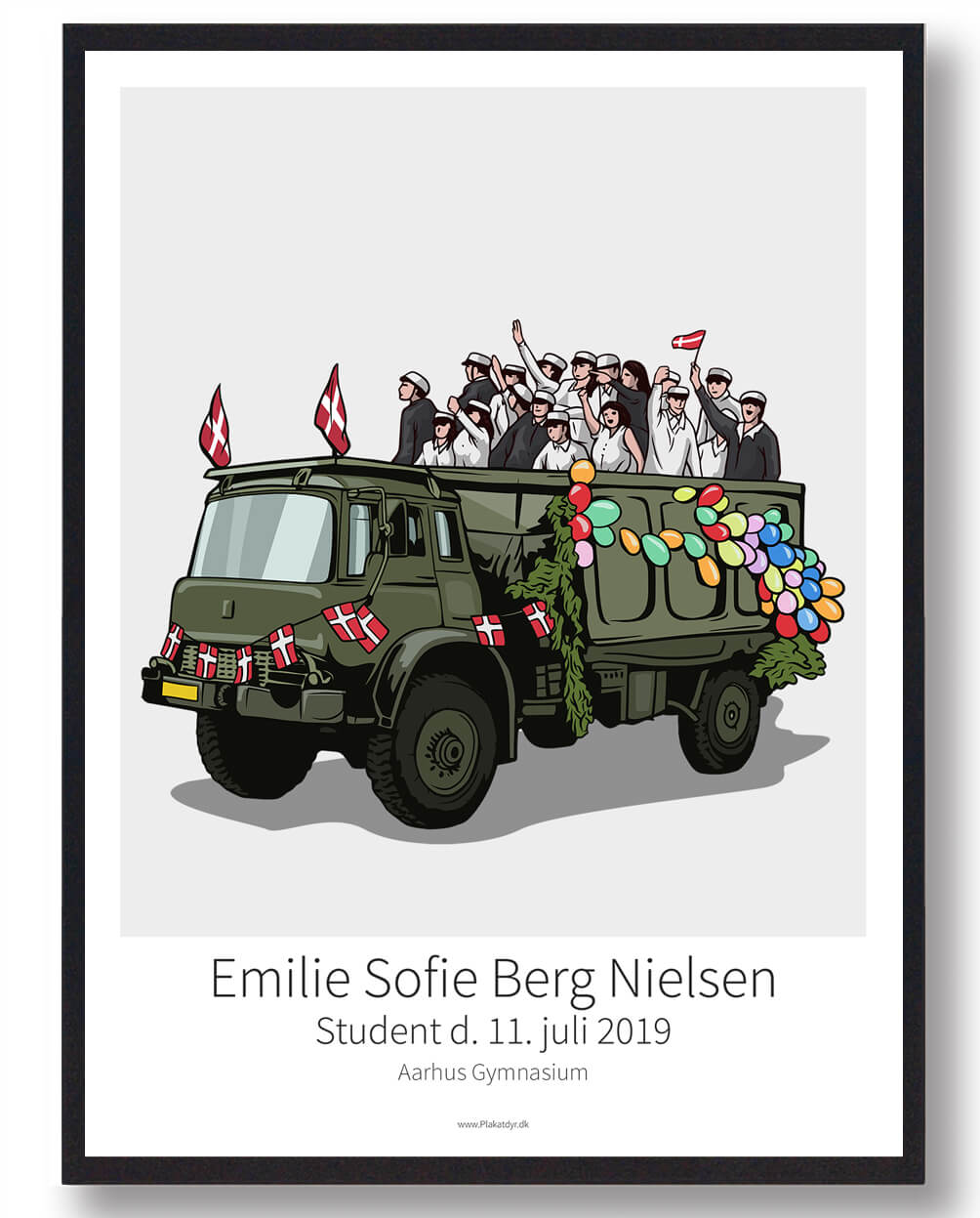 Studenterkørsel Plakat Grå Størrelse: 50x70cm