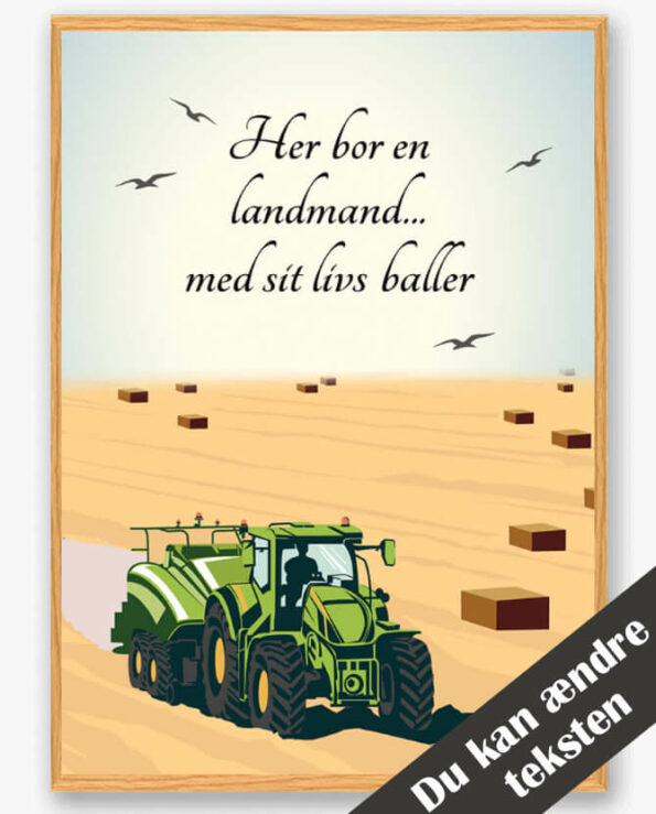 Her bor en landmand... (grøn) - plakat
