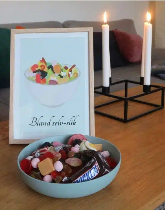 Bland selv slik plakat. Flot baggrund på denne bland selv slik plakat