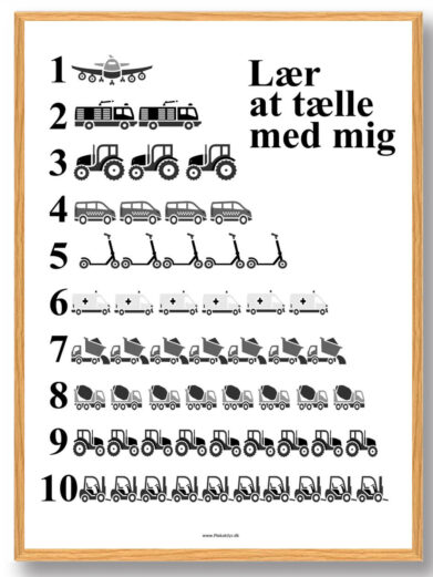 Lær at tælle biler - plakat