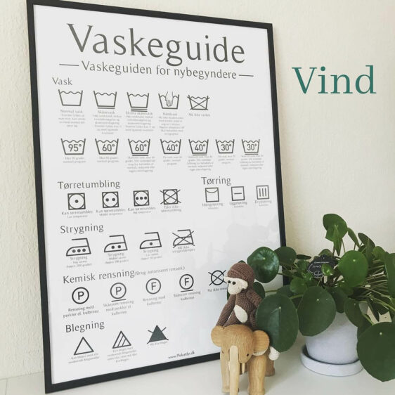 Vaskeguide plakat til bryggerset. Vaskeguide plakaten er med alle vaskesymbolerne så du kan vaske korrekt